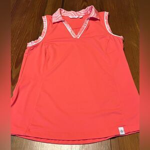 Lady Hagen‎ Women's Sleeveless Golf Polo Paisley Calypso Coral/Tangerine XS